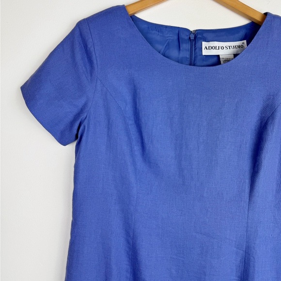 Adolfo Studios 90's Periwinkle Linen Blend Dress - Picture 2 of 7